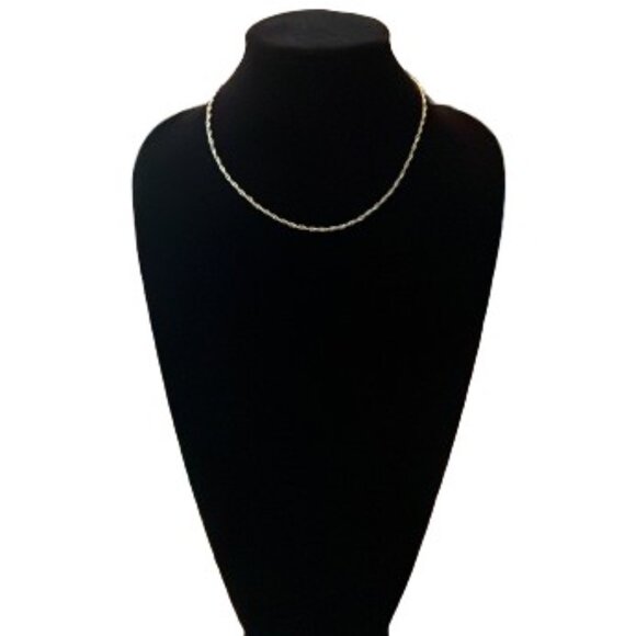 Sterling Silver & Gold Vermeil Twisted Chains Italy 925 Necklace 18" - LNC - Picture 3 of 8